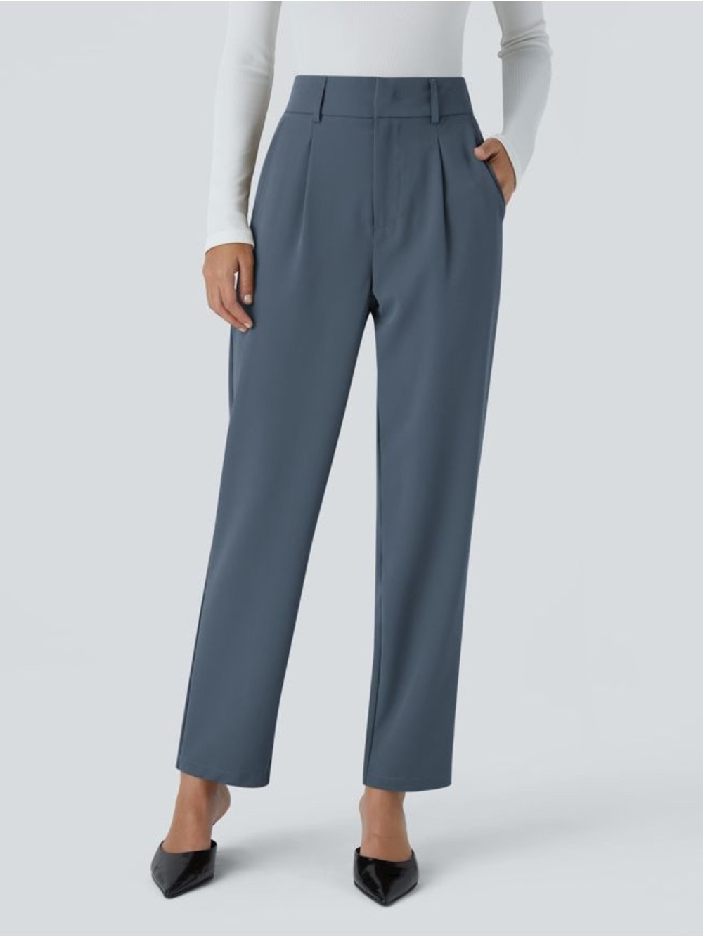 Halara Flex High Waisted Pocket Solid Work Tapered Pants